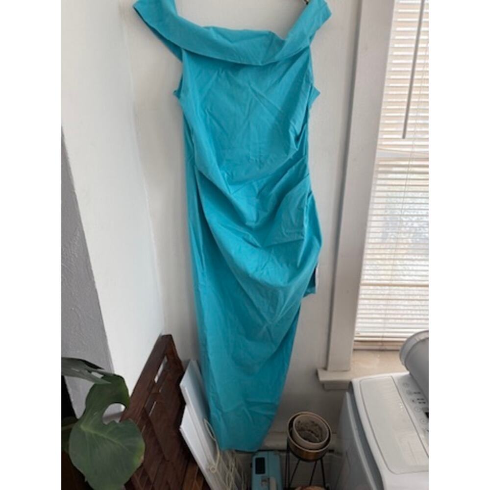 ASOS Design Women's Bengaline One Shoulder Drape Midi Dress | Size 14 - Picture 4 of 10